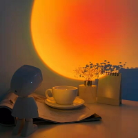 網紅小人夕陽燈日不落投影燈氛圍燈小日落落日燈機器人迷你宇航員