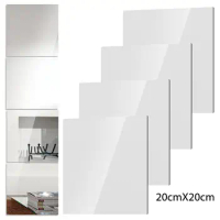4/8Pcs Acrylic Mirrors Set Self Adhesive Mirror Tiles 2mm Thick Flexible Unbreakable Mirror Sticker Square Mirror Wall Stickers