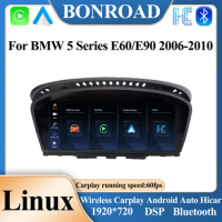 Wireless Carplay Android Auto Hicar Car Multimedia Player For BMW 5 Series E60 E61 E62 E63 / 3 Series E90 2006-2010 Linux DSP BT