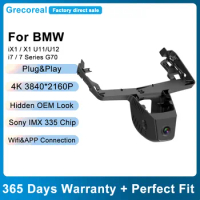 Grecoreal Dash Camera Car Dashcam for BMW X1 IX1 U11 Y12 I7 7 Series G70 OEM Front Rear Dual Dash Cam 4K Wifi Car DVR Plug Play