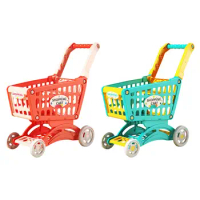 Kids Shopping Cart Trolley Toys Interactive Learning Shopping Skills Kids Valentines Gifts Desktop Storage Basket Simulation