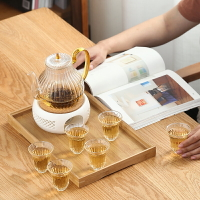 玻璃條紋壺功夫茶具套裝簡約家用加厚高溫耐熱透明泡茶器配
