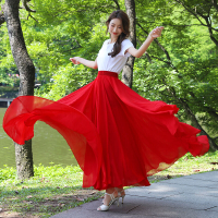 Váy Khiêu Vũ Xòe Siêu Lớn 720 ° Chân Váy Voan Hai Lớp Xuân Thu 2024 Váy Dài Rủ Xuống Nhảy Quảng Trườ