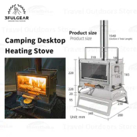 3F UL GEAR Camping Desktop Heating Stove Baking Tent stove Outdoor Firewood Stove Portable Heating Camp Furnace