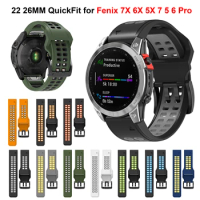26 22mm Silicoen Strap for Garmin fenix 7X 7 6X 6 Pro 5 5X Plus 3 HR Smart Watch Band QuickFit for Fenix 7 6 5 Easyfit Bracelet