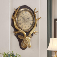 鐘 表掛鐘 客廳創意歐式鐘 表復古美式裝飾掛表靜音時鐘 大鹿頭掛鐘 交換禮物全館免運