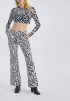 Urban Revivo Zebra-Striped Print Flare Pants