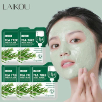 5pcs LAIKOU Tea Tree Mud Mask Moisturizing Oil-Control Anti Wrinkle Deep Cleansing Shrink Pore Plant Essence Face Mask Skin Care