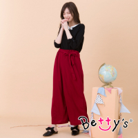 betty’s貝蒂思　鬆緊寬版綁帶寬褲(紅色)