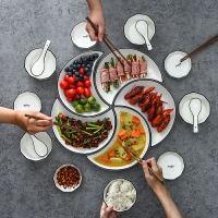 ins網紅拼盤餐具碗碟套裝碗盤勺筷組合方碗拼碟套裝陶瓷宴席菜盤