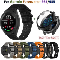 For Garmin Forerunner965/955 Bracelet Band Strap Nylon Wrist glass Film Case Cover Forerunner 965/Forerunner 955 Frame bezel