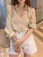 棉麻襯衫女設計感小眾春秋法式上衣長袖透氣時尚洋氣襯衣
