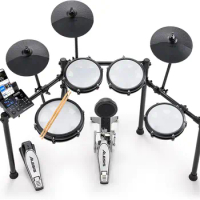 Alesis Nitro Max Kit Electric Drum Set with Quiet Mesh Pads, 10" Dual Zone Snare, Bluetooth, 440+ Authentic Sounds, Drumeo,USB