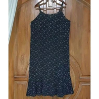 HOTPING Dress Overall Long Wanita Hitam Motif Abstrak Bigsize LD 112