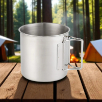 Gelas Lipat Camping Cangkir Kopi Teh Stainless Steel Gagang Lipat Camping Mug