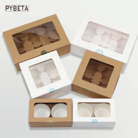 20pcs/lot- White Paperboard Gift Box Kraft Paper 2/4/6 Cupcakes Egg Tart Packaging Boxes