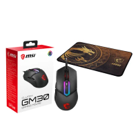 【MSI 微星】買一送一★Clutch GM30 電競滑鼠(OMRON / 6200 DPI)+GD21鼠墊