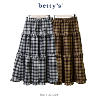 【betty’s 貝蒂思】格紋荷葉邊拼接蛋糕裙(共二色)