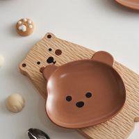 【戀戀家居】2入組咖啡色陶瓷6吋熊熊餐盤組(兒童餐具)