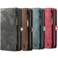 For Apple iPhone 8 Plus / 7 Plus / 6S Plus CaseMe Magnetic Detachable Cover Wallet Leather Case Zipper Bag Card Pockets