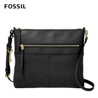 【FOSSIL】Fiona 真皮輕便休閒斜背包 大款-黑色 ZB1543001(可拆式內袋)