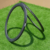 Bicycle Clincher Wheel Rim 50mm Full Carbon 700C Road Cyclocross Bike Wheel Rims for Disc Brake Front &amp; Rear Set 25mm Width