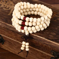 Classic 108 beads 8mm Natural Sandalwood bracelet Buddhist Buddha Wood Prayer Bead Yoga Bracelets for Men Unisex mala necklace