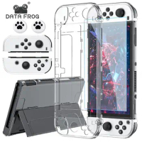 DATA FROG Transparent Shell Protective Case Cover Compatible-Nintendo Switch OLED Console PC Protective Case For Switch OLED