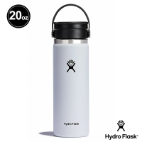 【Hydro Flask】20oz/592ml 寬口旋轉咖啡蓋保溫杯(經典白)(保溫瓶)
