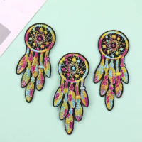 2PC Unique Multicolor Feather Dream Catcher Embroidery Applique Iron on Patch Sewing Badge Crafts Scrapbook Jacket Decor Patches