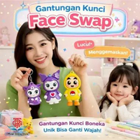 Gantungan Kunci Face Swap Changing Keychain Tas Motor Mobil Mainan Anak Boneka Berubah Ekspresi Waja