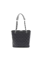 CHANEL Pre-Loved Chanel matelasse PST chain shoulder bag chain tote bag Caviar skin black silver har