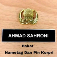 Paket Name Tag Dan Pin Korpri Asn Papan Nama Dada Akrilik Lencana Pns Kuningan Peniti Magnet Premium