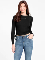 Guess เสื้อผู้หญิง Mardy Logo Top Q5OP03KAQX0 - สีดำ