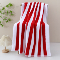 Pure Cotton Beach Towel 76*180 Gray and White Striped Yarn-Dyed Bath Towel Colorful Stripe Lounger T