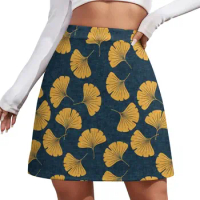 Ginkgo biloba -gingko leaves- blue Mini Skirt skirts for women 2023 shorts Woman skirt