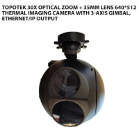 Topotek 30x optical zoom + 35mm lens 640*512 thermal imaging camera with 3-axis gimbal, Ethernet/IP output