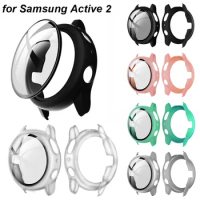 Tempered Glass+Case for Samsung Galaxy Watch Active 2 44mm 40mm Full Coverage Bumper Case Protective Cover Screen Protector