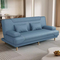 深藍免洗科技布沙發 兩用小戶型多功能折疊床 簡約家用客廳公寓懶人可躺可睡