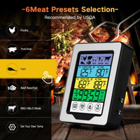新款觸屏雙探針食品燒烤烤箱肉類測溫計報警烘焙彩屏廚房溫度計 小山好物