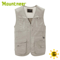 【Mountneer 山林 中性抗UV多口袋背心《卡其》】31V01/休閒背心/工裝背心/釣魚背心