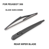 305MM 12" For Peugeot 308 Hatchback Rear Windshield Window Wiper Arm + Blade Set New 2007-2016