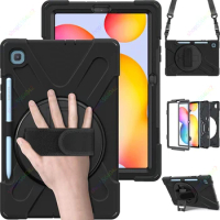 For Samsung Galaxy Tab S6 Lite Case 2022 2020 SM-P610/P613/P615/P619 Kickstand Handle Shoulder Strap Cover for Tab S6 Lite 10.4