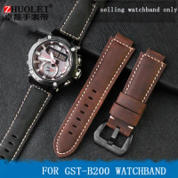 Leather strap watchband convex modified watch chain for gst-b200 watch belt 5608 gst-b200 men's watch belt watch trap 24 * 16mm