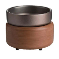 Candle Warmers Etc. Pewter Walnut 2-In-1 Candle and Fragrance Warmer For Candles And Wax Melts, Wax Warmers