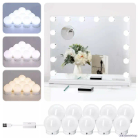 Ready ไฟติดกระจกแต่งหน้า Lighting ปรับได้3สี โคมไฟตกแต่งห้อง สว่าง กระจกแต่งหน้า ไฟแต่งห้อง โคมไฟ ไฟ