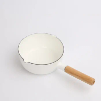 New Fashion Japanese Enamel Milk Pot Snow Pan Enamel Pot Single Handle Pot Slice Hand Pot Instant Noodle Pot Cauldron