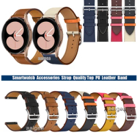 20mm 22mm Leather Watch Band Strap for Samsung Galaxy Watch 4 5 6 40mm 44mm/ Watch3 41mm 45mm / Active 2 / Gear Sport S4