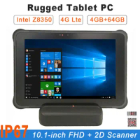Industrial 1D 2D Barcode Scanner IP67 Rugged Windows 10 Pro Tablet PC Win10 Intel Z8350 10.1" 4GB RAM 64GB WiFi RS232 RJ45 HDMI