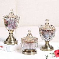 歐式水晶玻璃糖果罐現代客廳茶幾創意干果罐帶蓋儲物罐裝飾品擺件